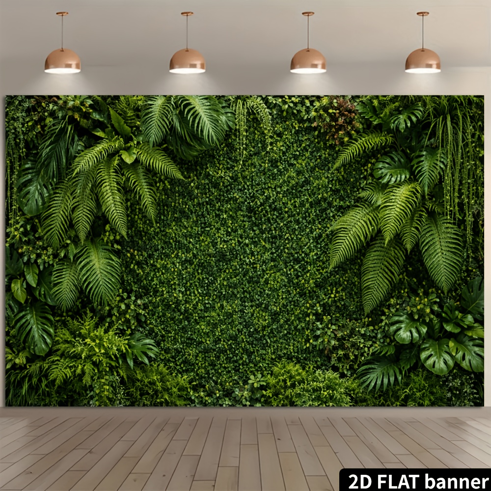 TEMU Toile de Fond Murale 2D Plate Plante Verte Artificielle avec Feuilles de Fougère, Monstera et Lianes Suspendues - Légère, Convient pour la