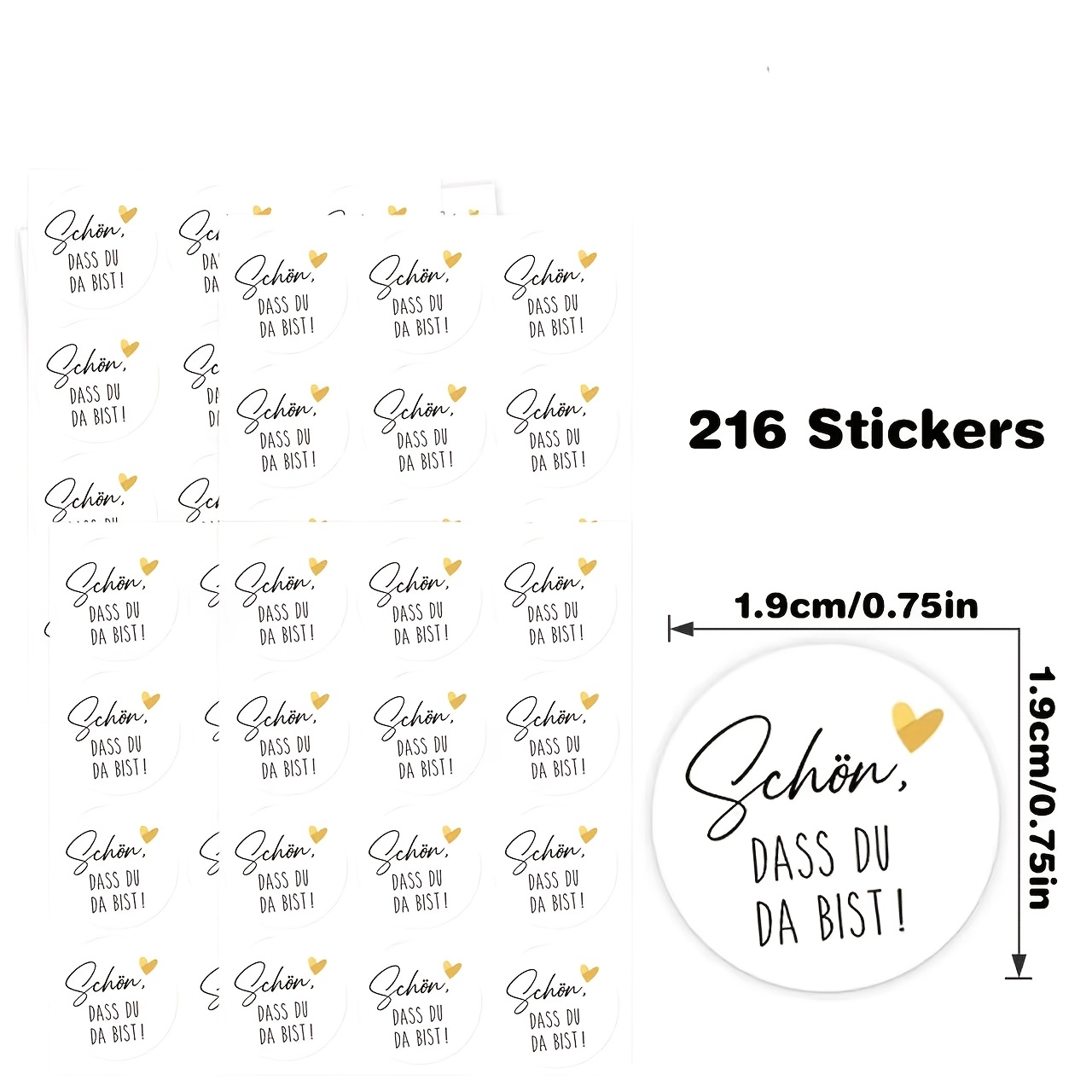 216pcs Thank You Theme Round Stickers, Heart Design, Suitable For Gift Tags, Gift Bags, Gift Boxes, Party Favors, Etc., Conveying Gratitude