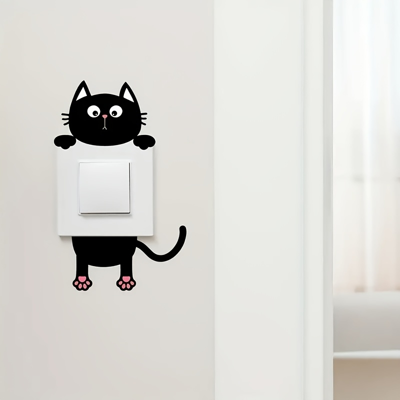 1pc Cute Cat Wall Sticker, Vinyl Self-adhesive Peel And Stick Decal For Bedroom And Living Room Switch, Aesthetic Room Decor, Home Decoration, Random Match, Removable Wallpaper, Cat Decor