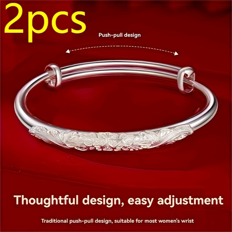 

2pcs S999silver Bracelet Sterling Silver Bracelet Silvery Weight1.06oz