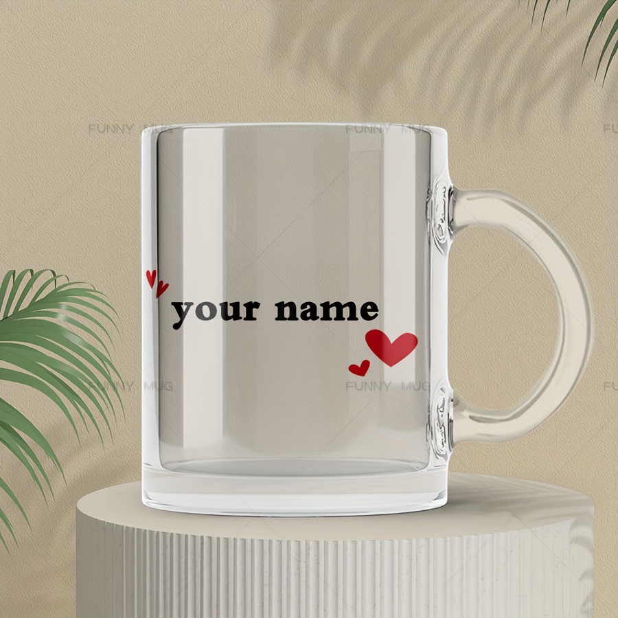 TEMU 11oz Custom Borosilicate Mugs - Personalized Coffee Mugs With Couples' Names. Couple Mugs, Suitable For Hot And Cold Drinks. Personalized Mug,