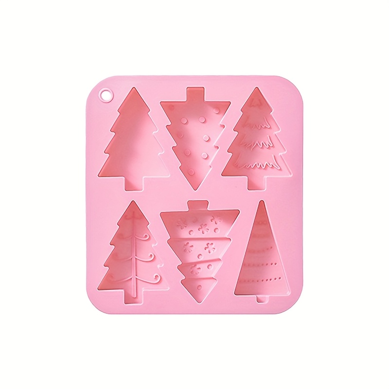 TEMU 1pc 6-cavity Cartoon Christmas Tree Silicone Mold, Assorted Shaped Christmas Tree Mold, Epoxy Resin Mold, Suitable For Home Diy Party Candle And