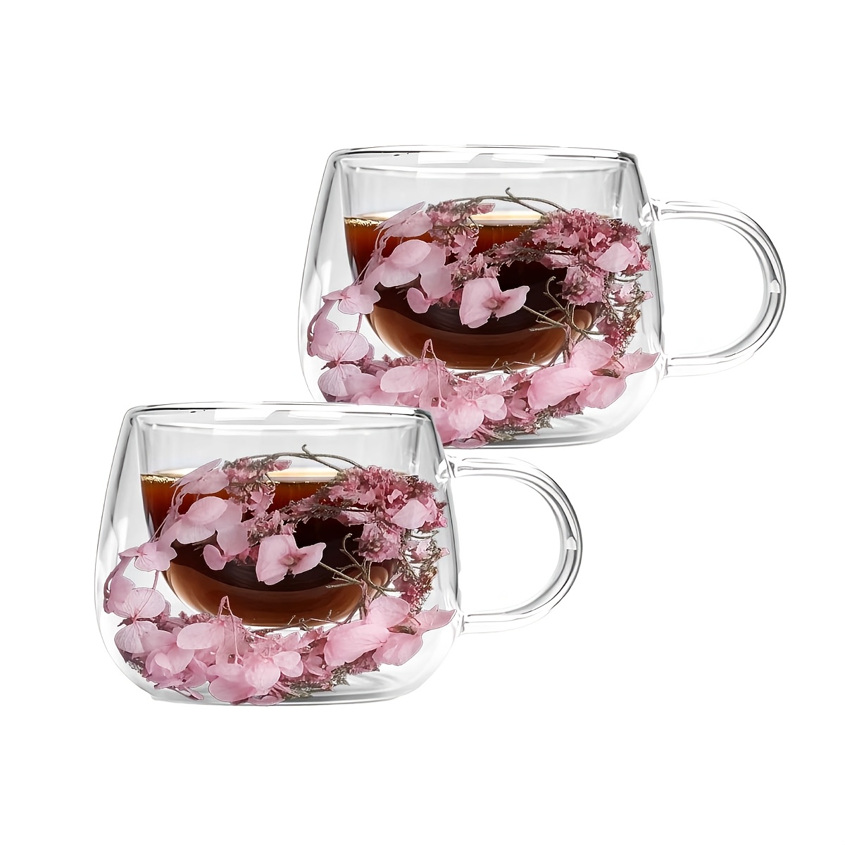 TEMU 1 /2 unidades, Taza de vidrio de pared. Vaso de vidrio de vidrio de borosilicato , transparente y resistente al . Estructura hueca de capa,