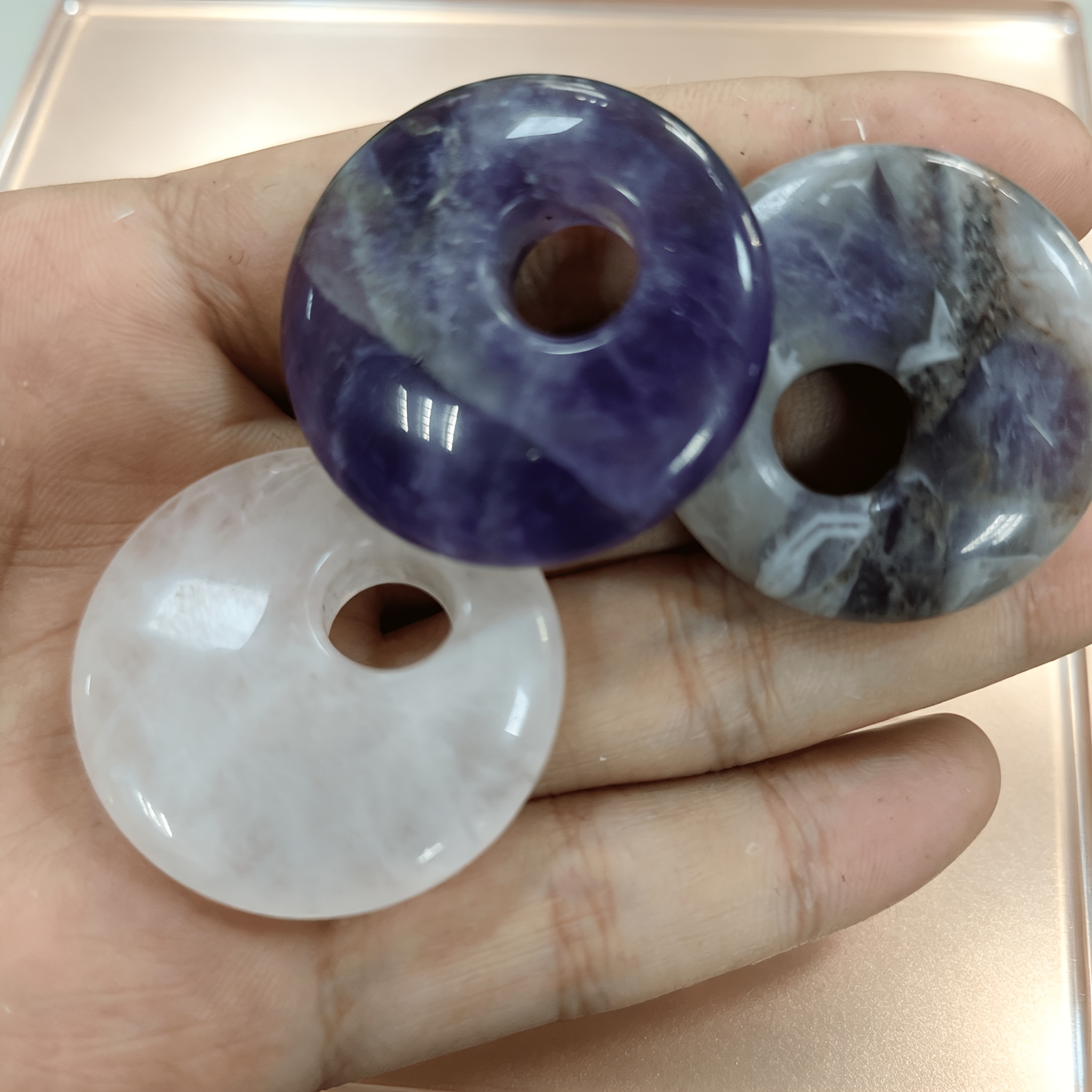 10pcs Mixed Crystal Donut Charms for Handmade Jewelry Crafting