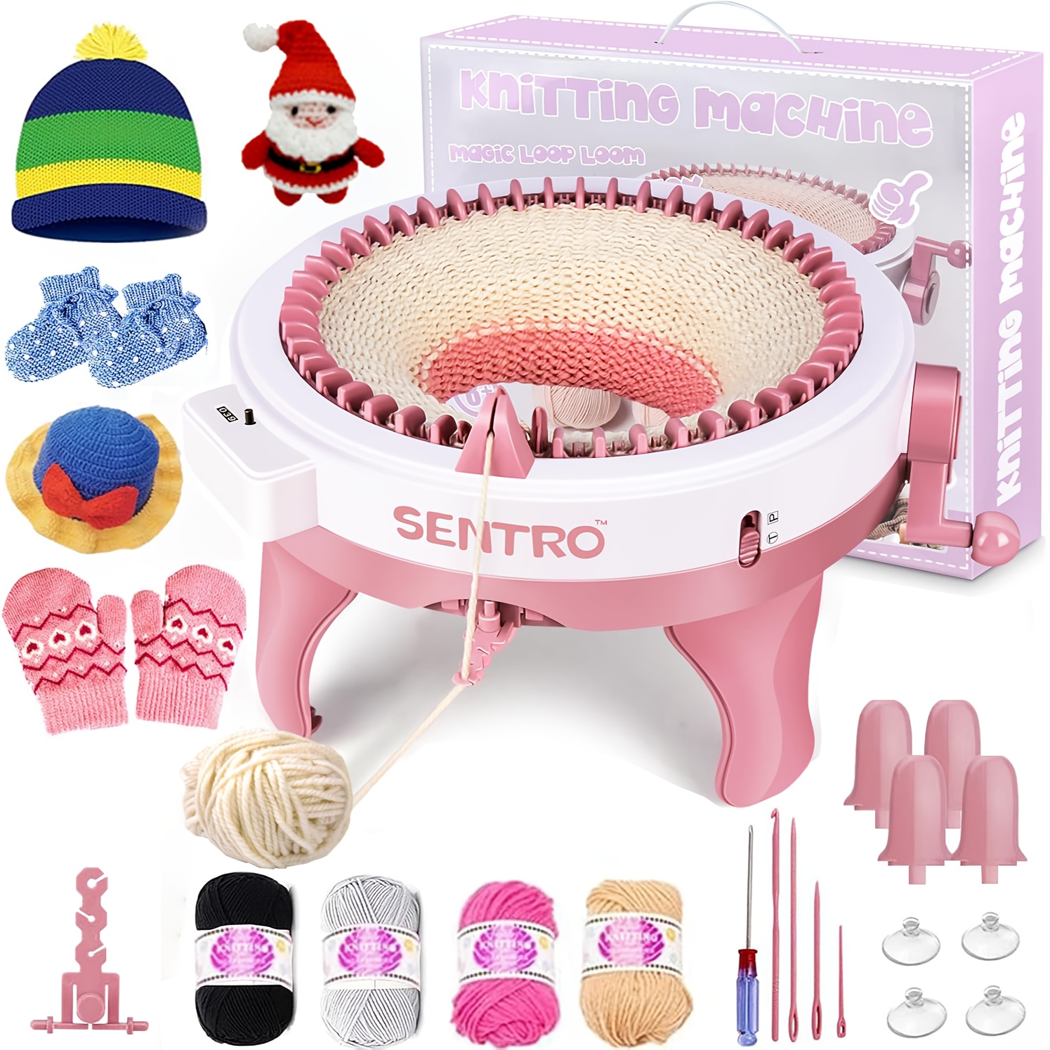 

Sentro 48-needle Knitting Machine Kit With Stand, Smart Weaving Round Knitting Machines For Adults And Beginners, Diy Craft Tool For Making Hats, Scarves, Gloves, Uncharged,(yarn Random)