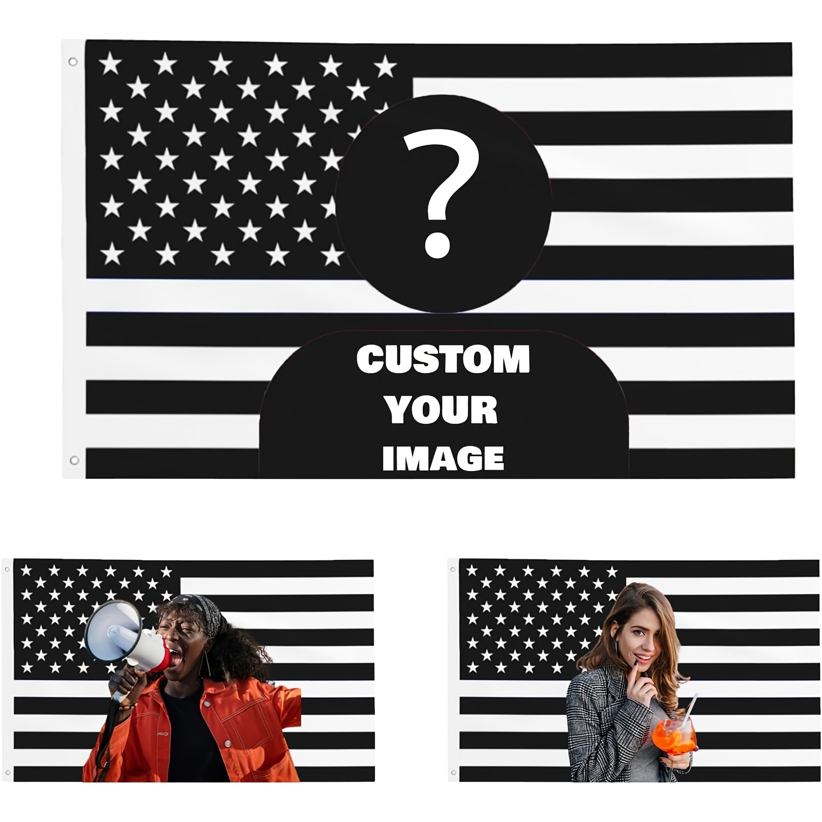 

[popular ] 1pc Customizable Black America Flag Tapestry - Personalize With Your Image, Polyester, Ideal For Decorating Clubs, , Bars, University Dorms, Living Rooms & Bedrooms