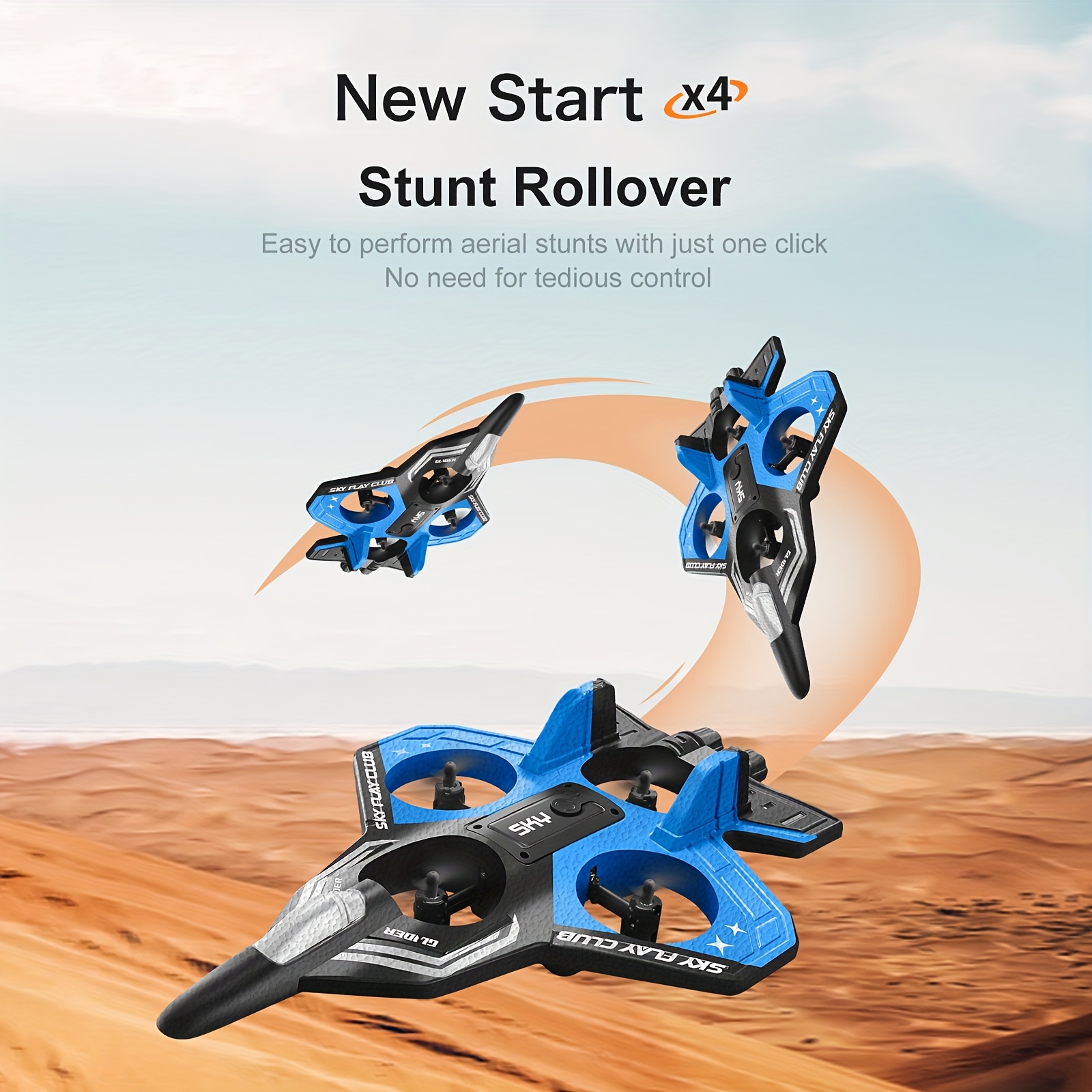 [Crash-proof Fighter] EPP Anti-Crash RC Airplane | Four-Channel One-Touch Stunts | Auto-Hover | Colorful LED Light Effects | Newbie Mastery In 10 Mins | Includes Spare Propellers