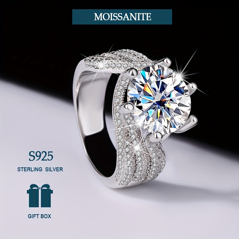 

925 Sterling Silver 5ct Moissanite Band Ring Super Shiny Luxury Wedding Ring Versatile Accessory With Gift Box