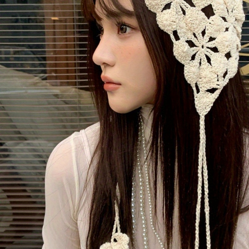 Handmade Crochet Slouchy Beanie Hat with Tassel - Cotton Breathable Women main image 4