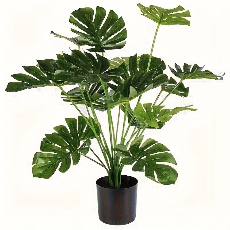 

1pc Artificial Monstera Plant, Large Fake Tropical Greenery Plant, For Office & Home Decor, Indoor Foliage Decoration, No Pot Included