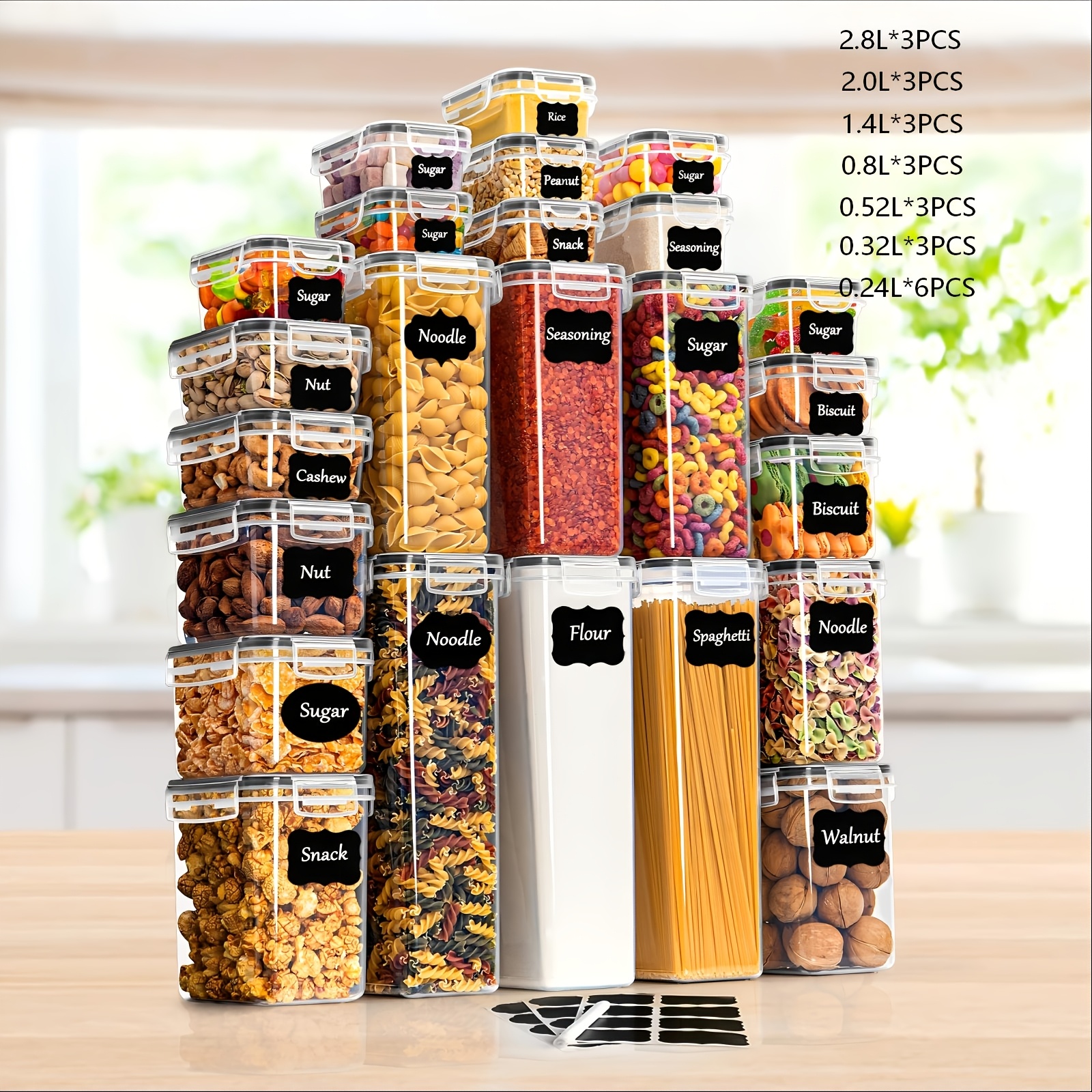 TEMU 32/27/24/16/8pcs Set Of Sealed Food Storage Containers, Leak-proof, Stackable, Space-saving Kitchen Organizers, Great For Cooking And Pantry