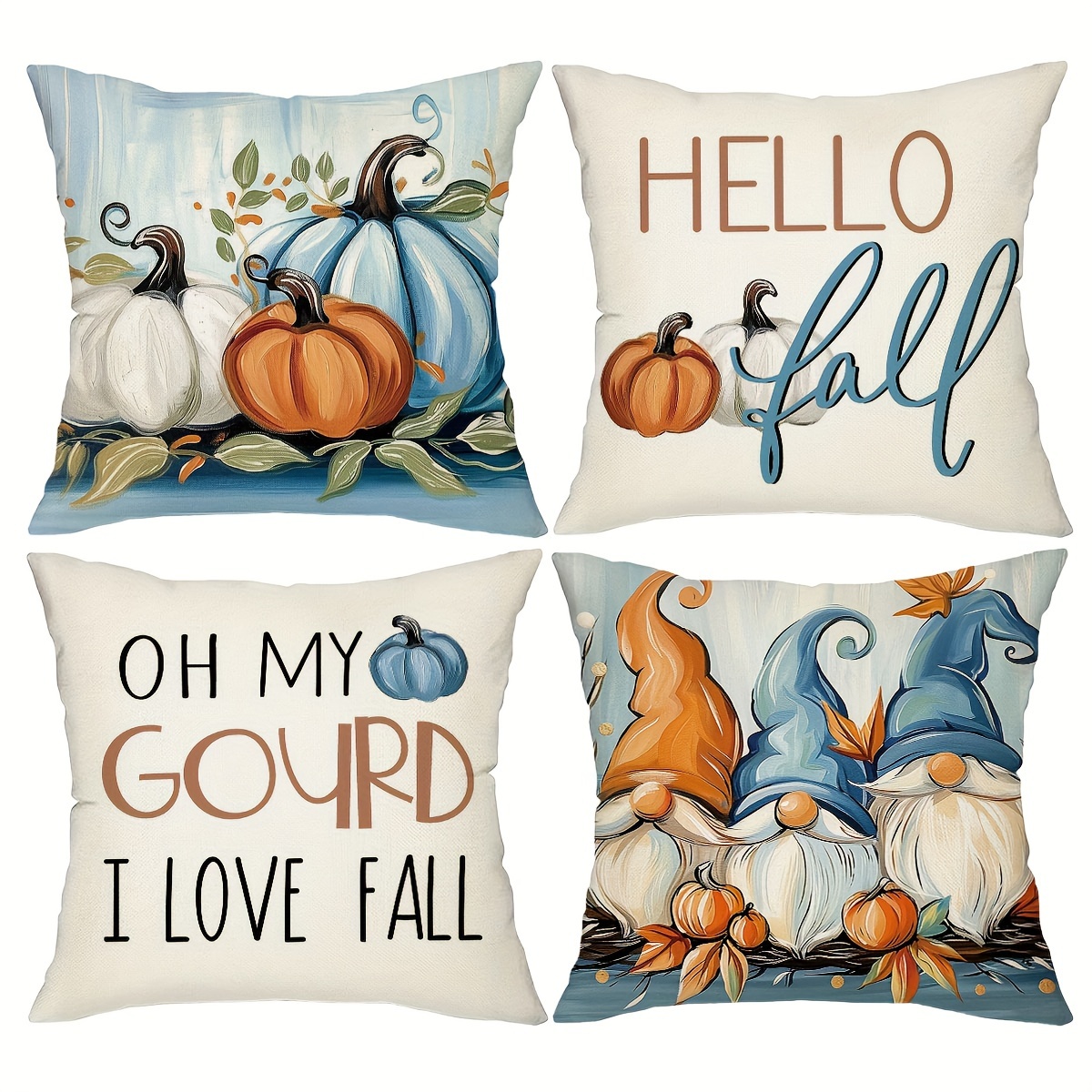 

Set Of 4 Fall Pumpkin Throw Pillow Covers Cushion Cases Decor For Home Sofa Farmhouse Holiday Decor