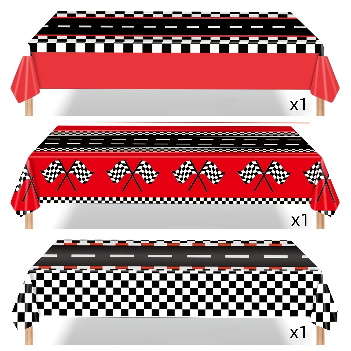 TEMU 3pcs Racing Party Tablecloths, Disposable Racing Wheel Party Tablecloths, Suitable For Racing Competition Birthday Party Decoration And