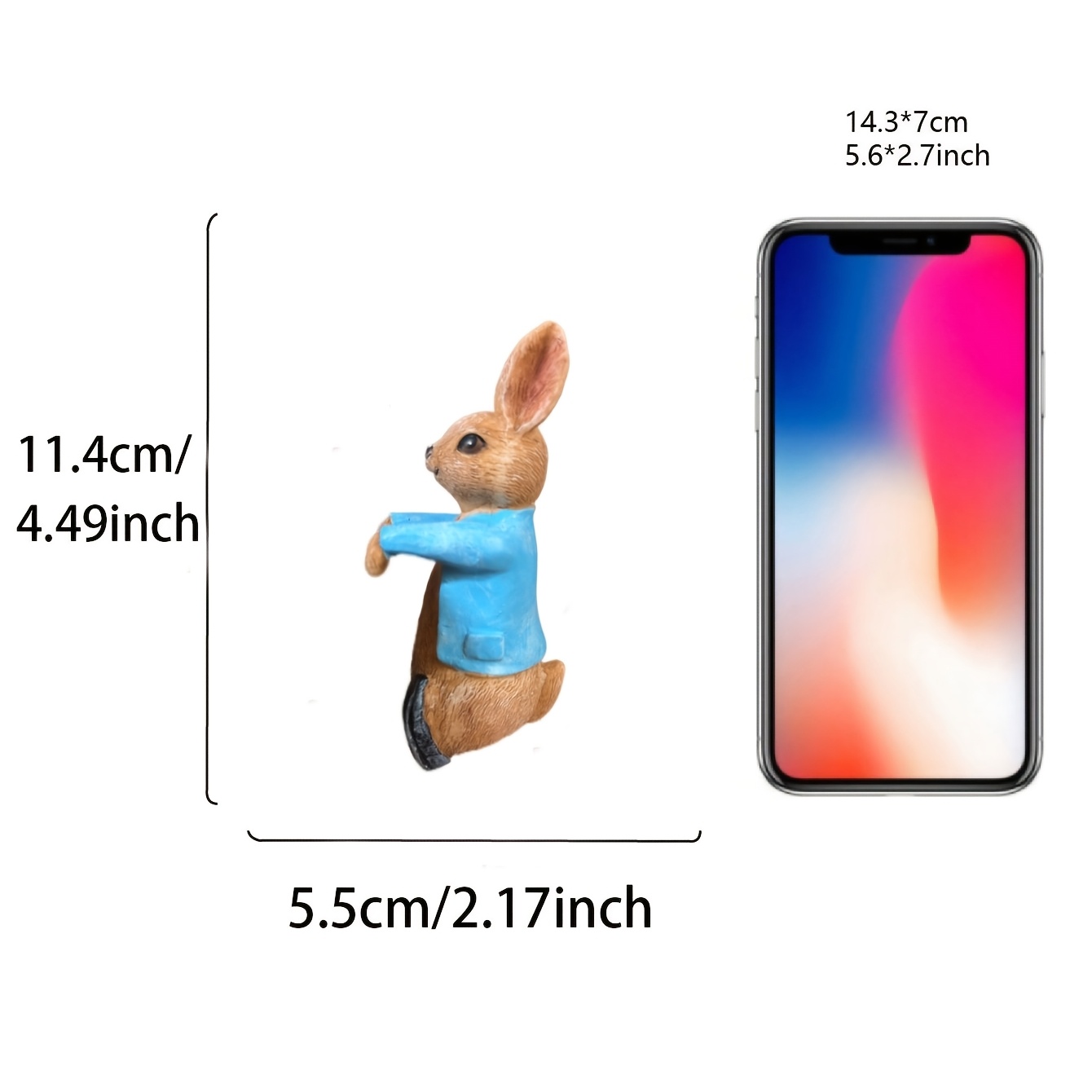 TEMU 1pc Resin Rabbit Figurine - Cute Sitting Kneeling Rabbit Statue With Sitting/hanging Display, Garden & Decor For, Balcony - Resin Rabbit