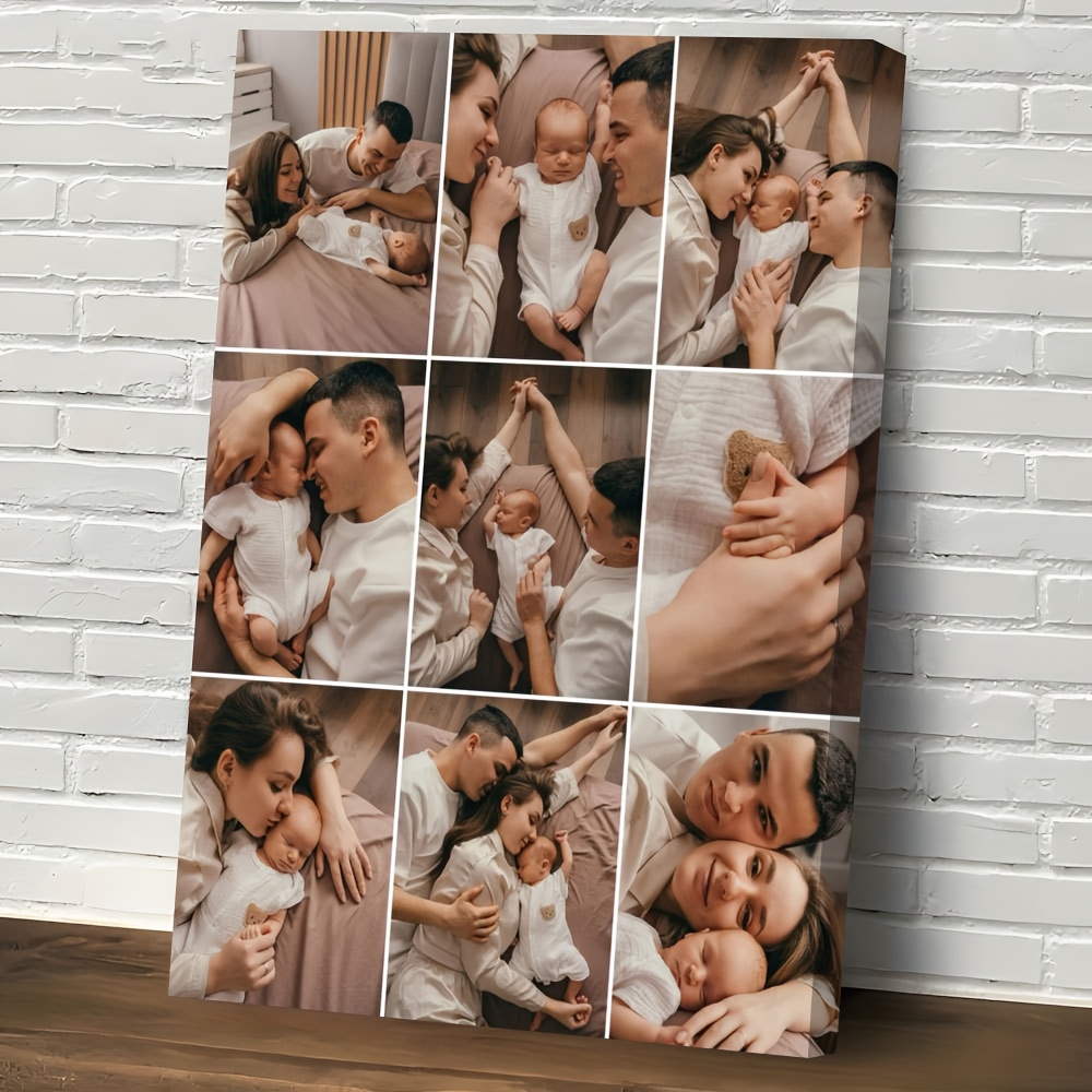 TEMU 1pc, 9 Grid, Personalized Photo Digital Painting Kit, Self- Photo Digital Painting, Wrapped Canvas Wood Frame Art, Custom Digital Painting,