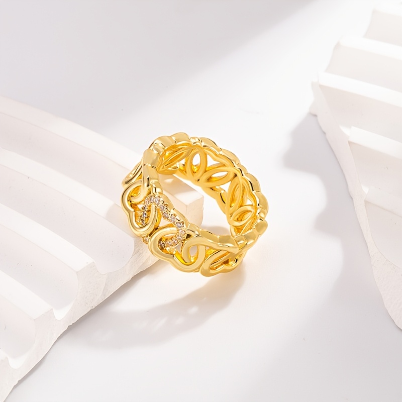 Women's Inlaid Stone Band Ring, Light Luxury Design