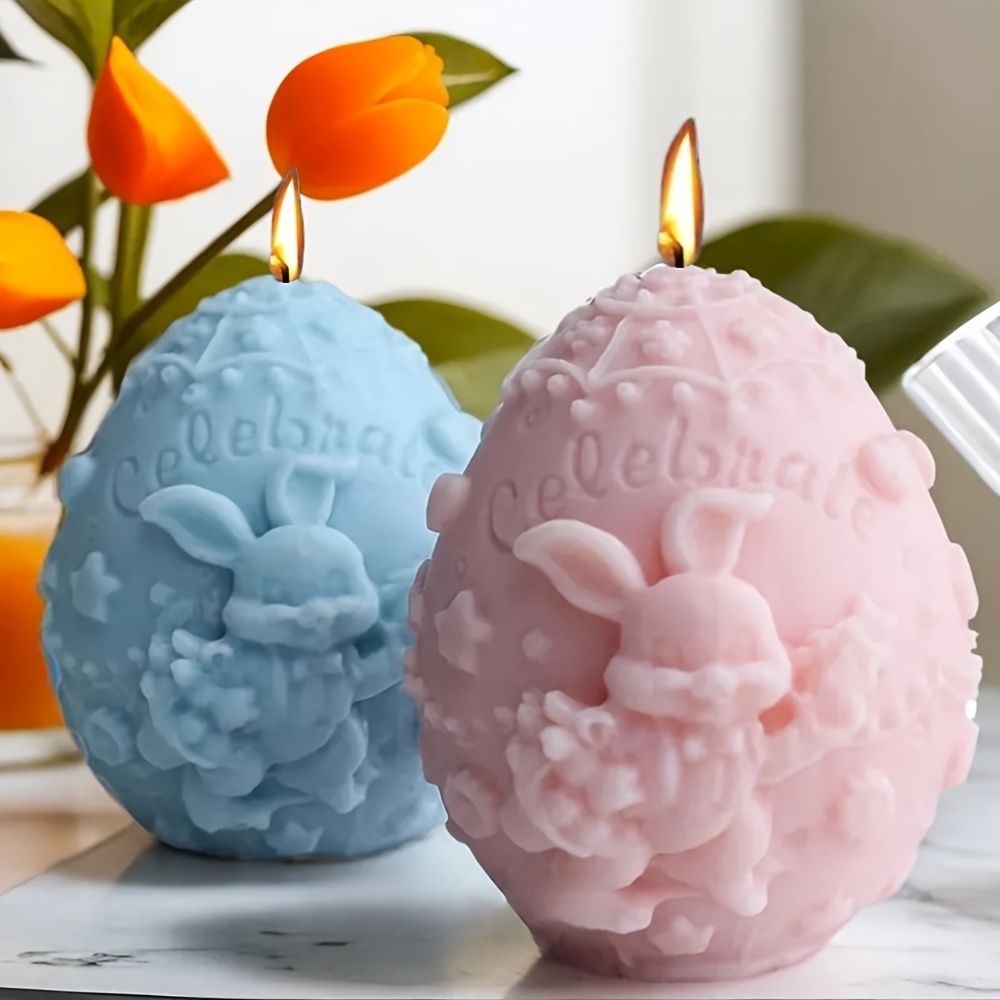 

1pc Easter Bunny & Silicone Mold For Candles & Soaps - 3d Cartoon Rabbit And Egg Shapes, Diy Home Decor, Gifts, And Crafts, In Blue And Pink, Color Egg, , Crafts, Resin Mold, Holiday Gift Companion