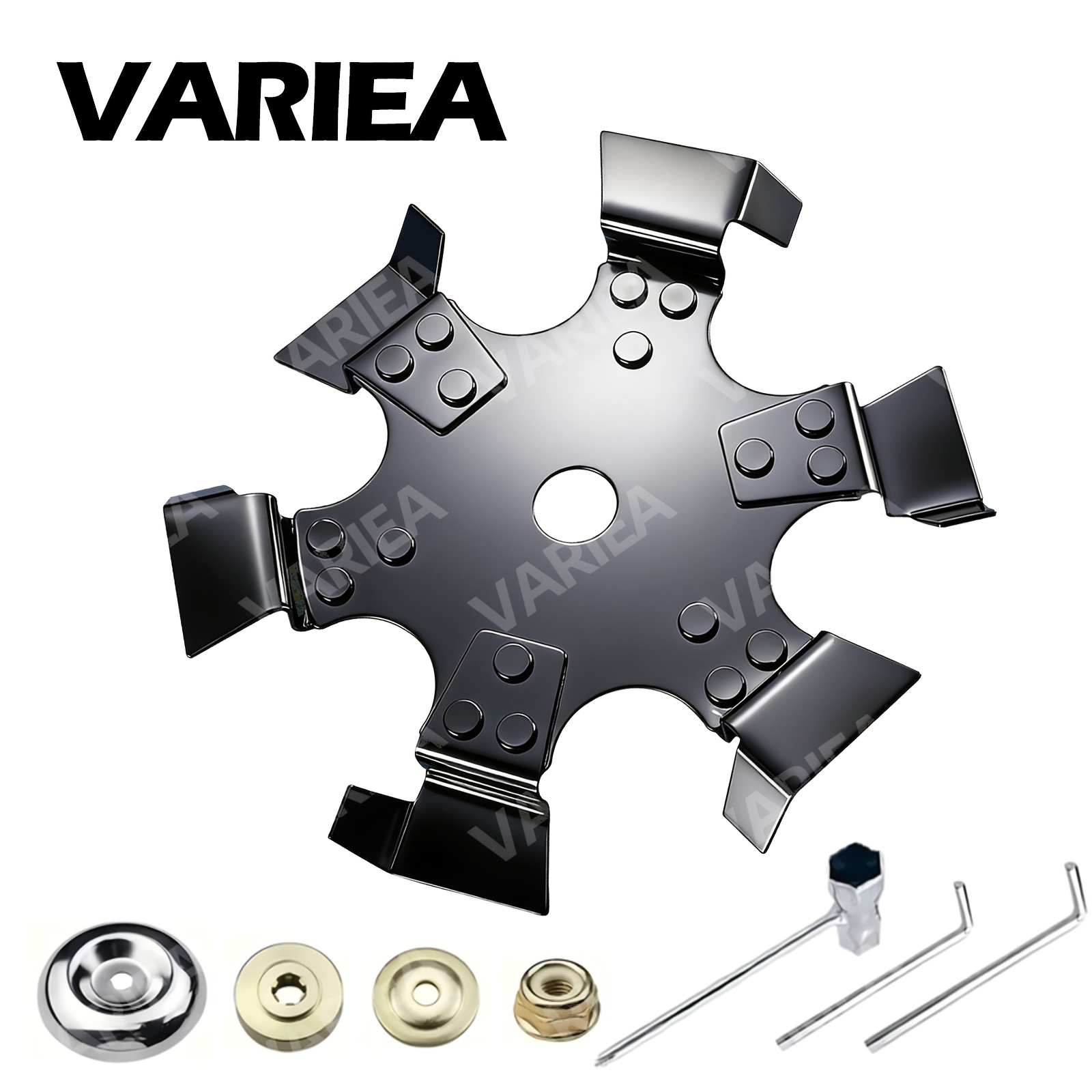 TEMU Variea Black Upgraded Heavy-duty Soil Tilling And Trenching Wheel, Includes 7 Universal Lawn Mower Accessories, 1-inch Mounting Hole Diameter,