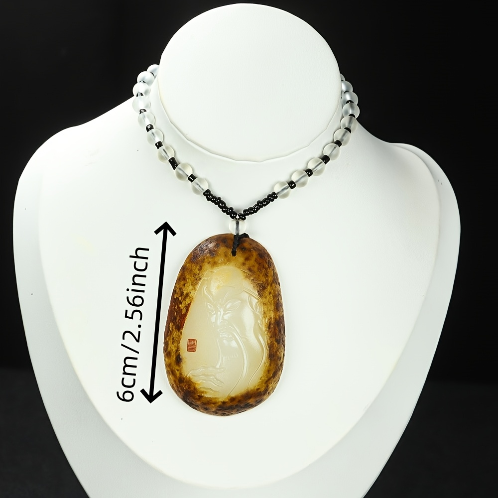 Fashionable Pear-Shaped Half-Cut Stone Pendant Necklace, Unisex