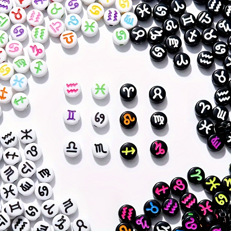 

About 200 4*7mm 12 Zodiac Acrylic Beads, Double-sided Acrylic Pendant With Astrological Symbols, Used For Making, Bracelet And Necklace Accessories, Flat Loose Beads Wholesale. You Are And