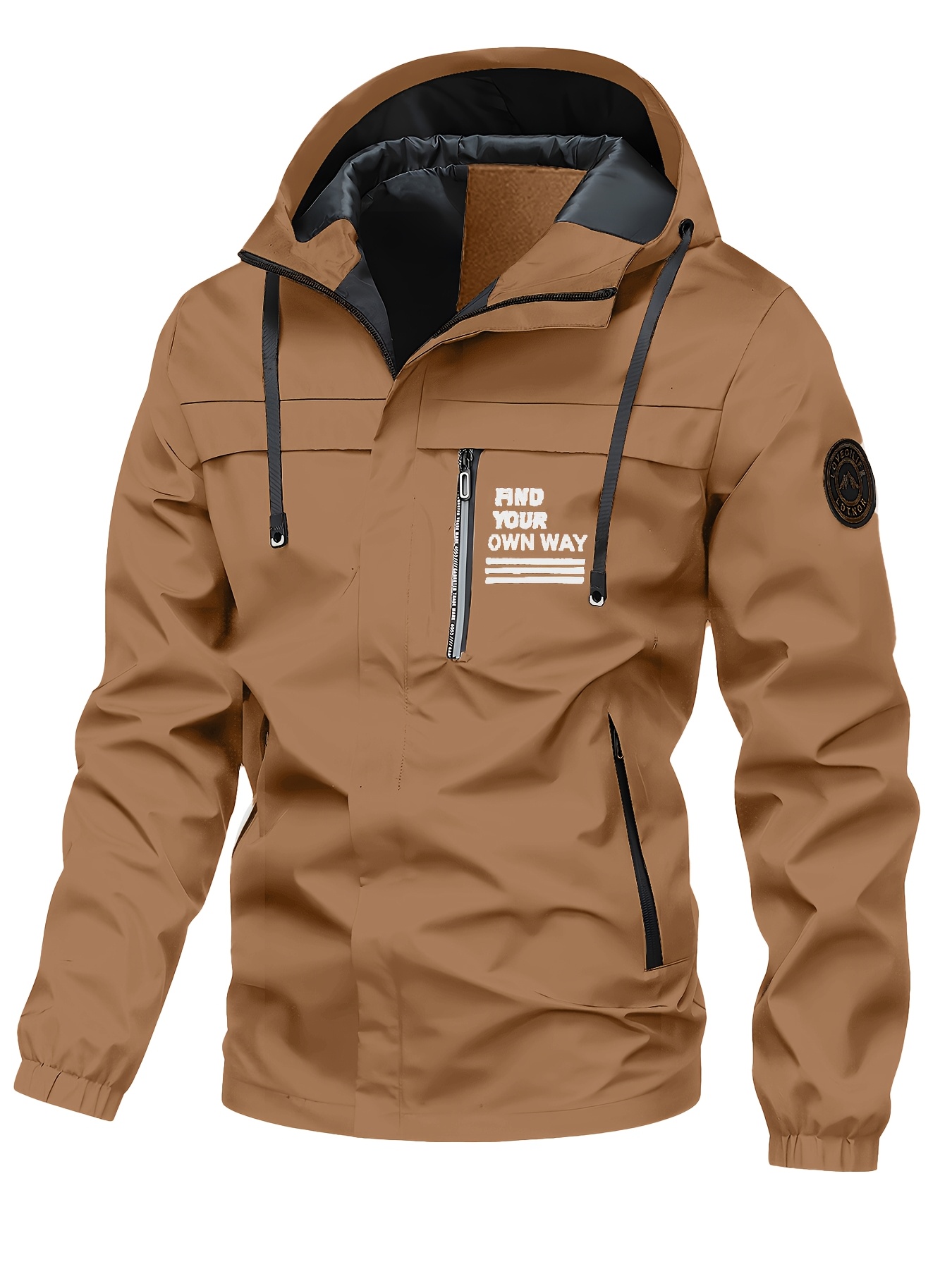 men's casual windbreaker hooded jacket loose fit zip pockets men's casual windbreaker hooded jacket loose fit zip pockets