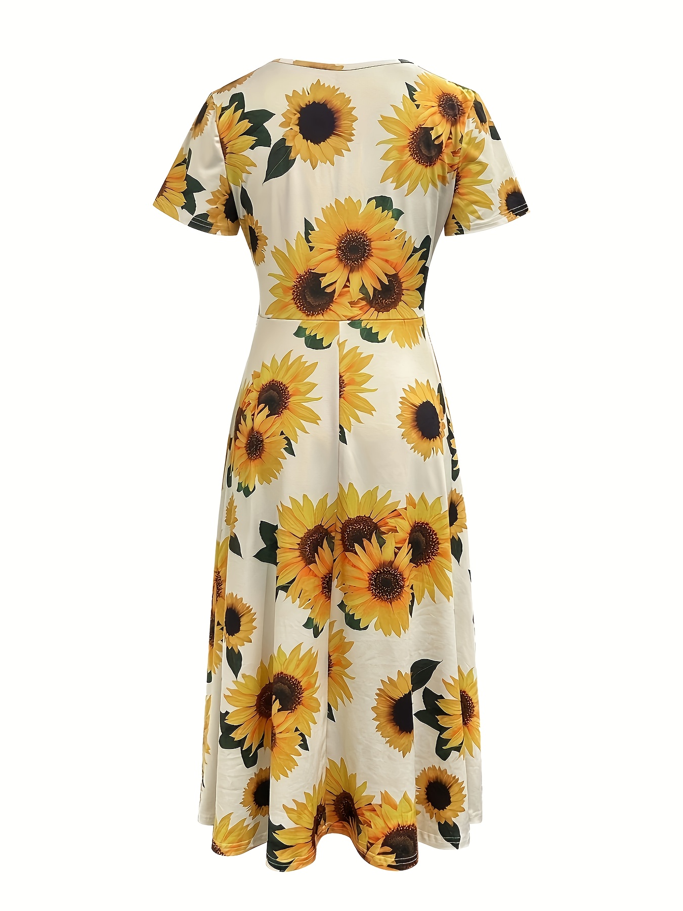 905 directional cut sunflower print short sleeve a line - Temu Mauritius