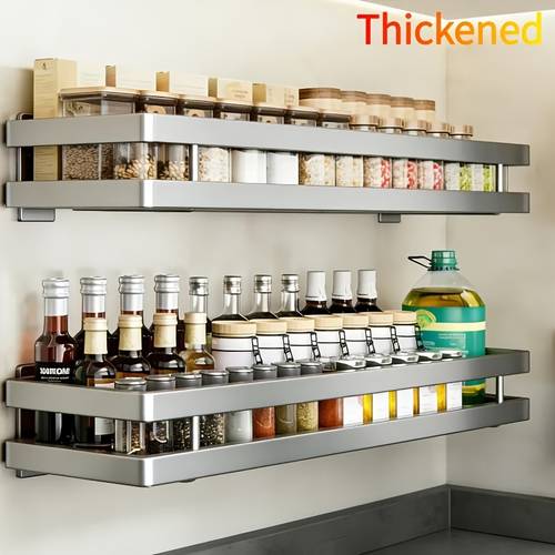 carbon steel bathroom shelf kitchen spice rack no drill large capacity wall mounted storage shower caddy seasoning organizer space saving floating shelves utility racks