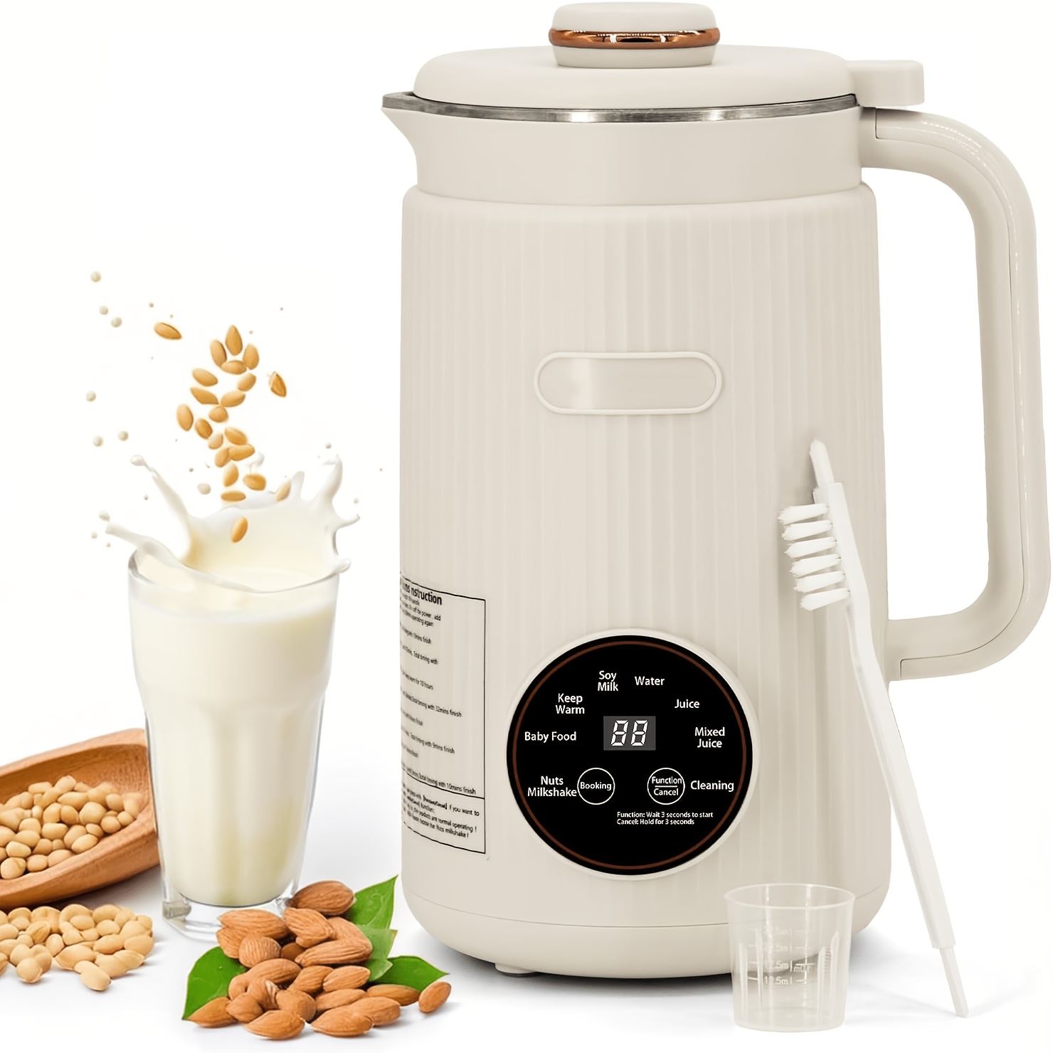 TEMU Machine, Multi-functional Automatic Blender With Operation, Perfect For Homemade Almond, Oat, Plant-based, Soy, And , High Capacity Countertop Blender