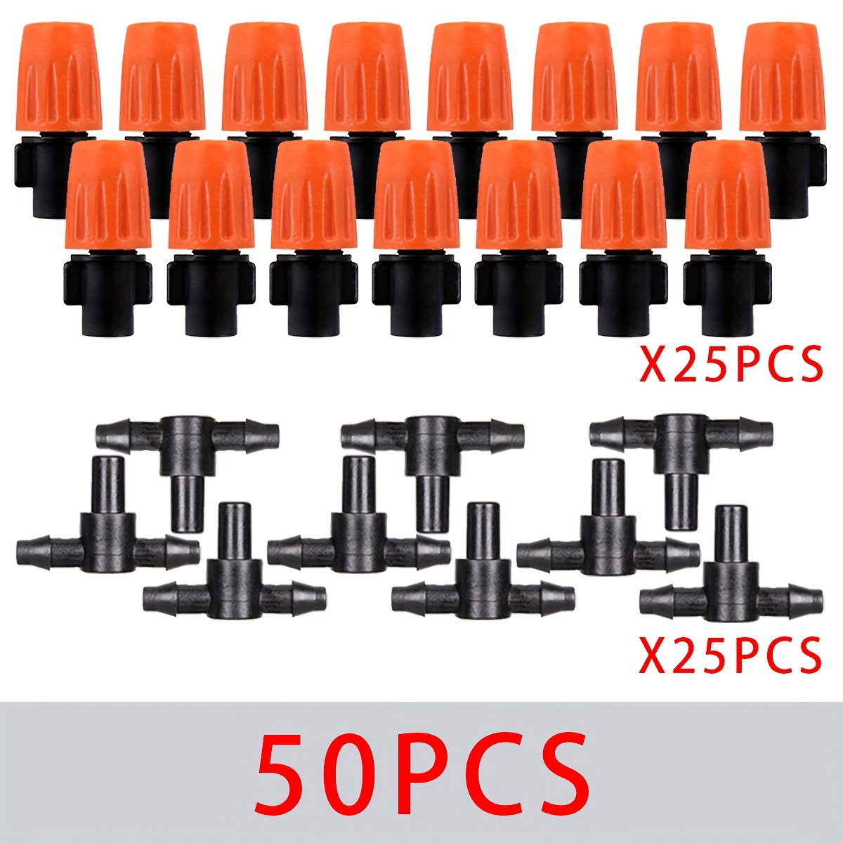 TEMU 50pcs Or 100pcs Of Atomizing Nozzles, -way Adjustable Nozzle For Garden Irrigation, 1/4 Inch Adjustable Irrigation Transmitter, Components For