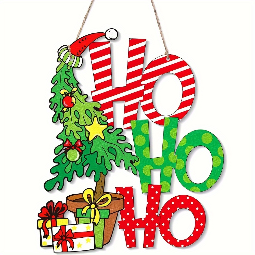 TEMU Wooden Christmas Hanging Sign – Decor For , , Fence – Mountable, Traditional ' Ho' Design & Gifts – For Thanksgiving & Christmas