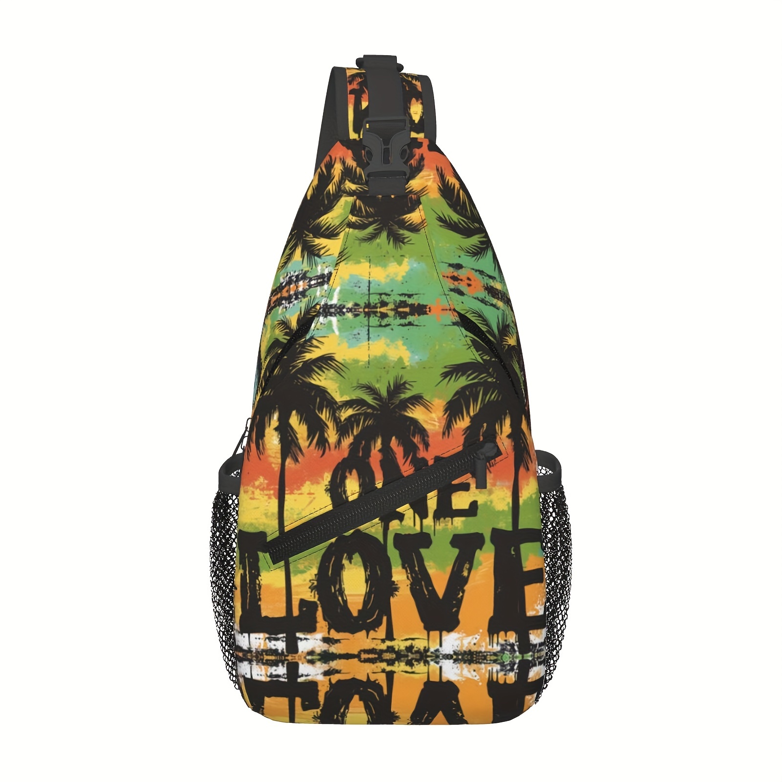 TEMU Crossbody Chest Bag Hiking Backpack Jamaica Reggae -love Shoulder Bag Folding Large Capacity Fashion Durable Used For Shopping, Work, Beach Bag Fishing Backpack