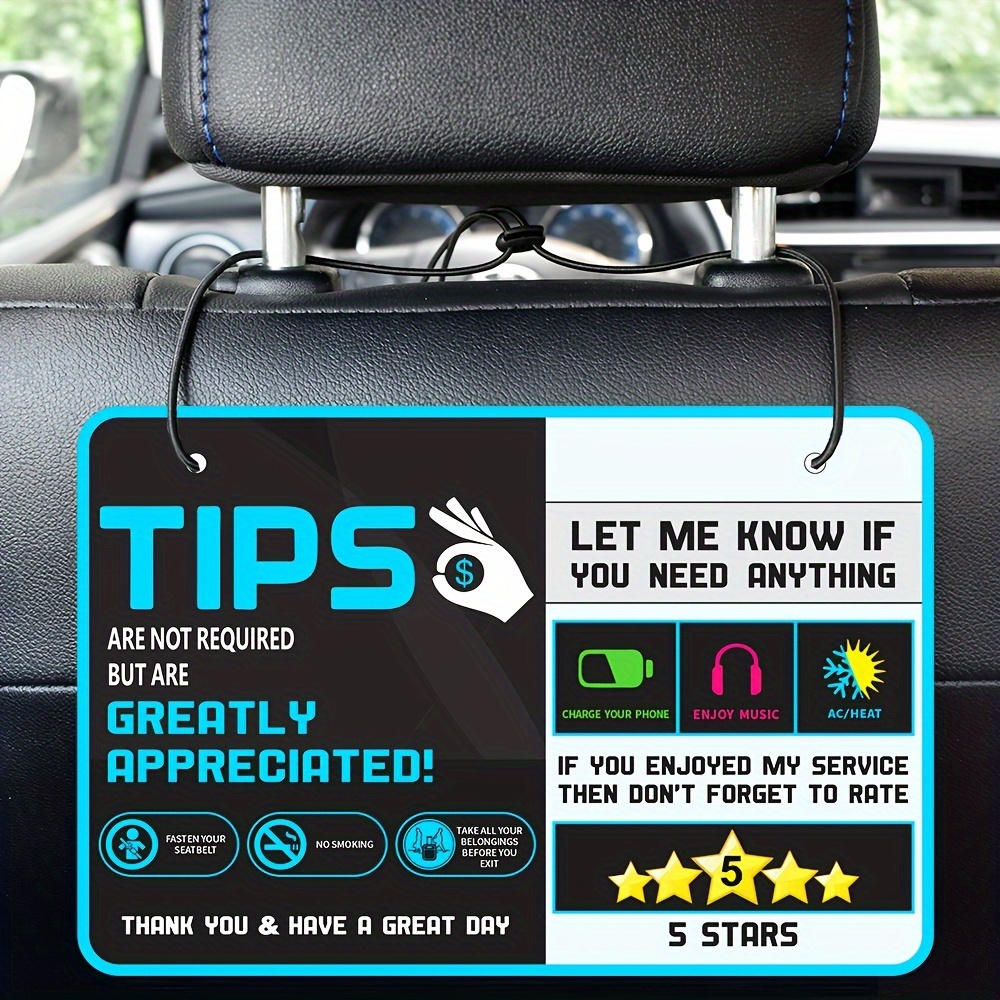 

2pcs Tips - Accessories Driver Sign (2in A Pack) 5-star Tips Taxi Sign Driver Rating Appreciation Ride Driver Sign Rating Tips Accessories - Internal Acrylic Headrest Sign Rating Tips