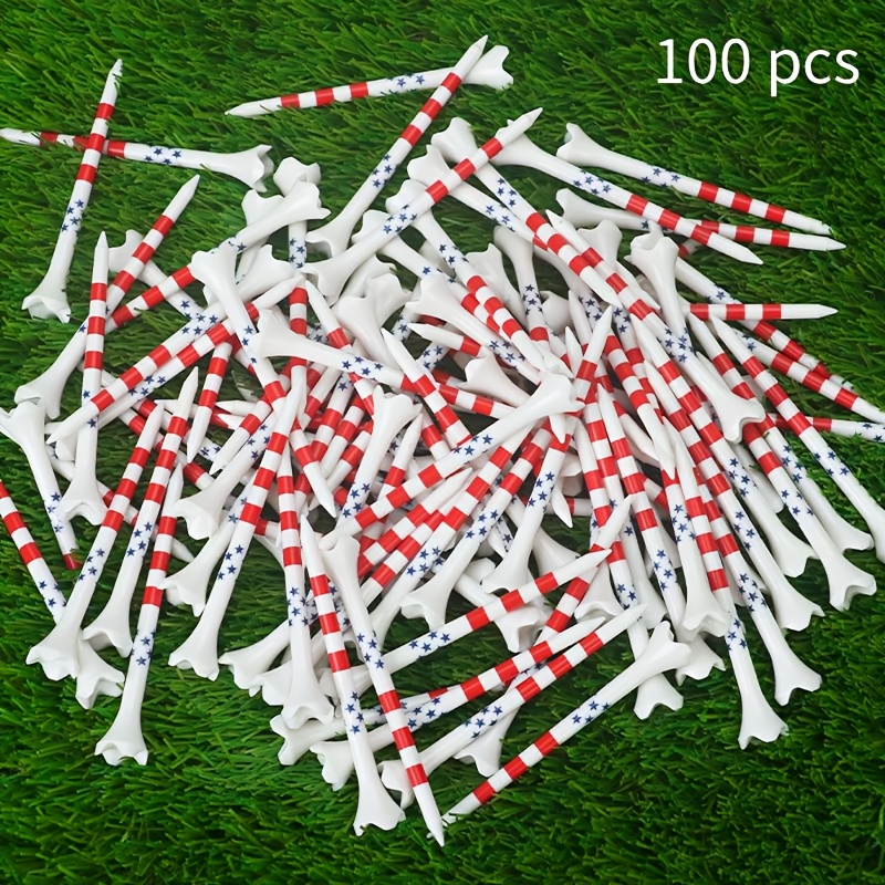 TEMU 100-pack 83mm Golf Ball Tees, Durable Plastic Tees Balls, Reusable Golf Course Supplies