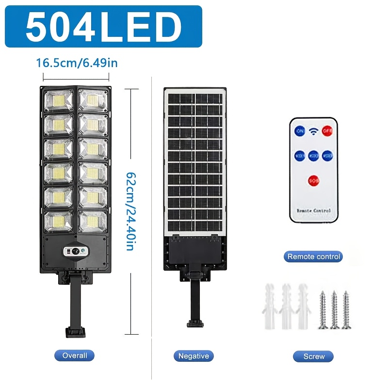 E-shop 360COB/504LED Solar Straßenleuchte mit Fernbedienung, Solar Bewegungsmelder Licht mit 3 Beleuchtungsmodi, 270° Weitwinkel Sicherheitsstrahler,