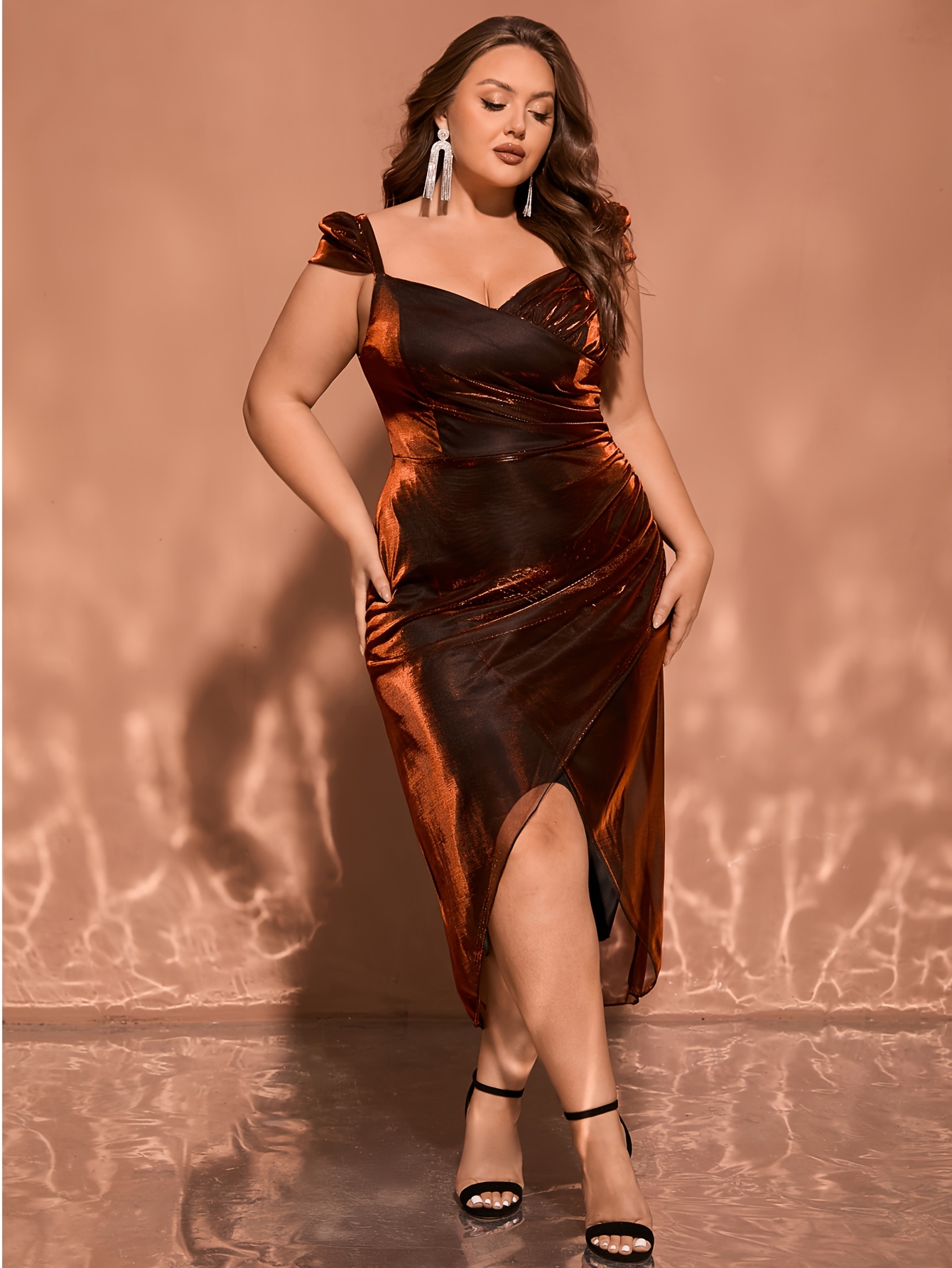 plus size plus size womens v neck evening gown mother bride - Temu Poland