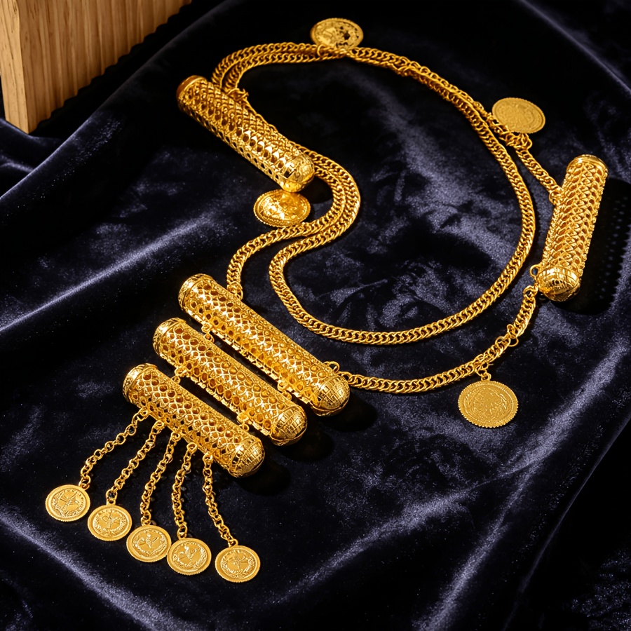 TEMU 1pc Middle Eastern Bride Golden-plated Belt Arabic Style Pattern Women's Clothing Waistband Luxurious Wedding