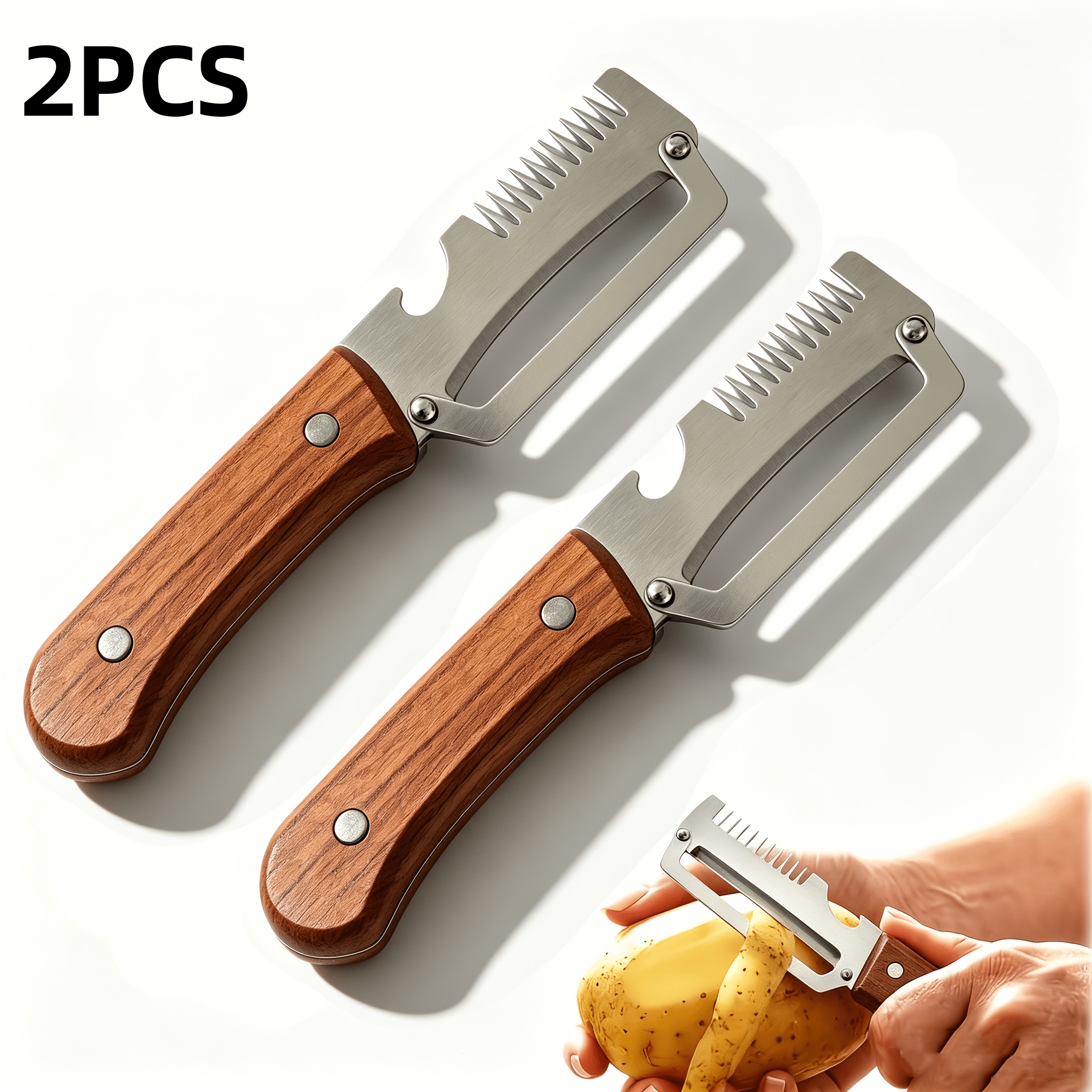 2pcs 3in 1 Multi- Function Peeler Vegetable Cutter Onion Slicer Sugarcane Pineapple Cabbage Peeling Tool Hard Skin Scraper Kitchen Gadgets For Fruit Vegetable Preparation