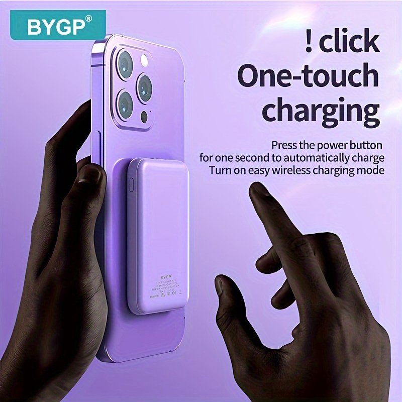 

Bygp 5000mah Magnetic Suction Wireless Power Bank,with Display,magnetic Suitable For Iphone15/14pro/13/12 Series, Wired Charging Suitable For Iphone/ Devices,type-c Emergency Battery Pack, Gift