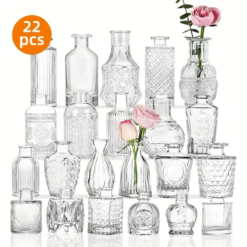 12 22 24 64pcs glass bud vases in bulk small vases for centerpieces flower vases for rustic wedding home table decorations banquet party festival wedding table decor aesthetic for mothers decorations