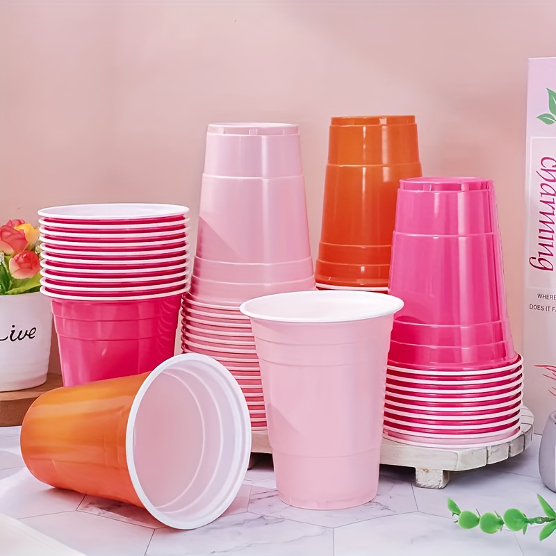 33 piece plastic cups light pink magenta orange shot glasses - Temu