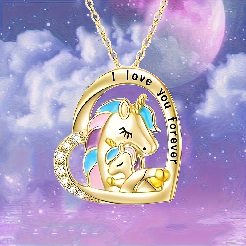 

Fashion Personalized Unicorn Necklace Heart Shape Pendant Necklace Accessories Thanksgiving Christmas Birthday Gift