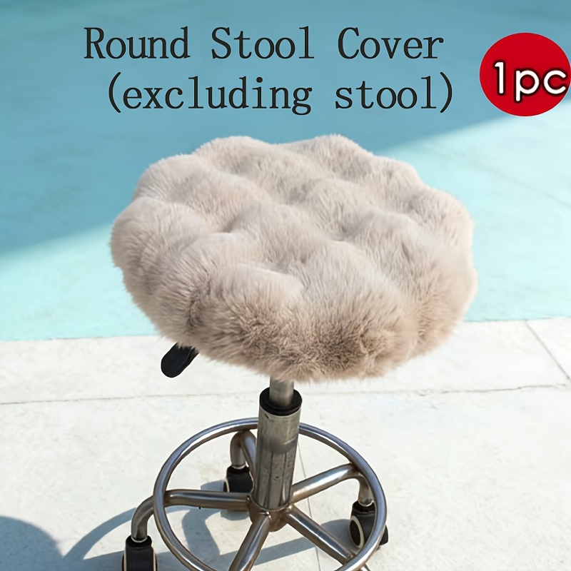 TEMU Housse de tabouret ronde 1 pièce en peluche courte (tabouret non ), bord élastique, housse de siège douce et hypoallergénique pour tabouret et