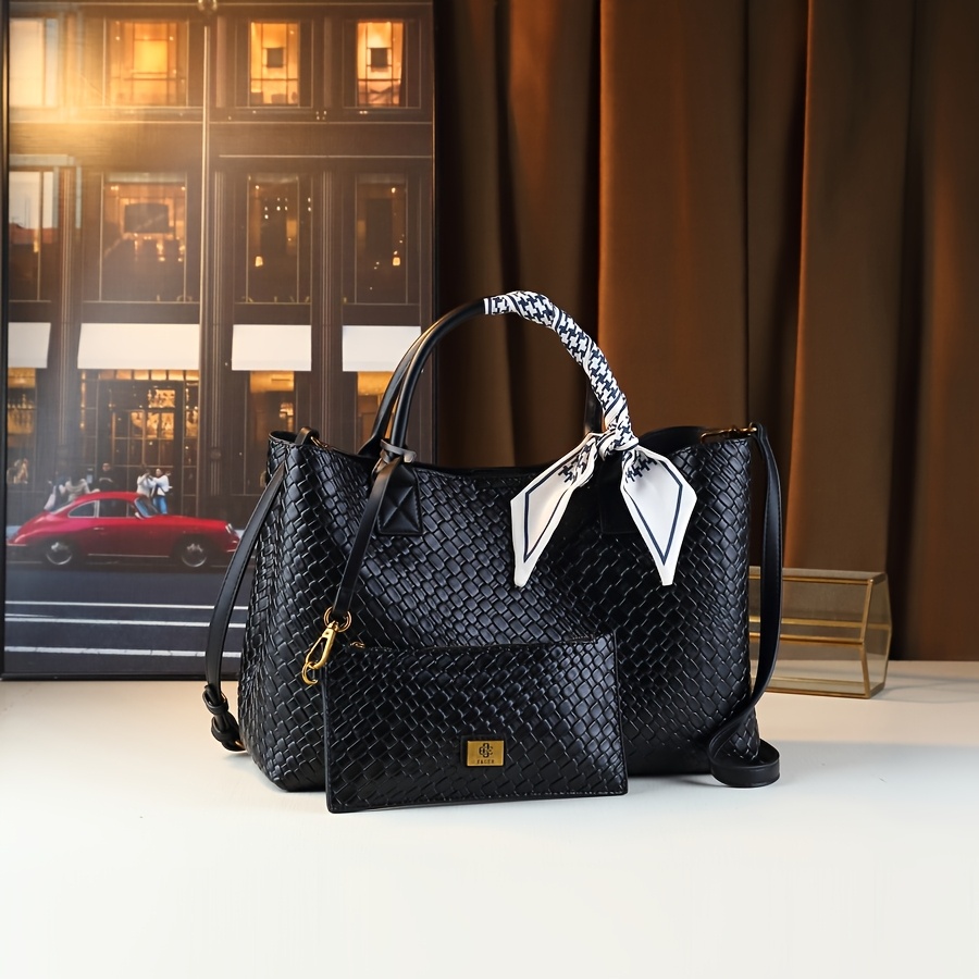 Image of New Pattern Retro Large Capacity Handbag, Simple Versatile Shopping Basket Set Of 3 Bags With Pendant Accessories For Wo