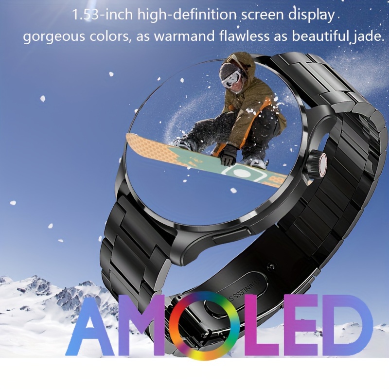 Smart Watch 1.53-inch AMOLED Screen Smartwatch, Supports Wireless Calling, Music Playback, Multiple Sports Modes, GPS Exercise Tracking, Fitness_voghion.com