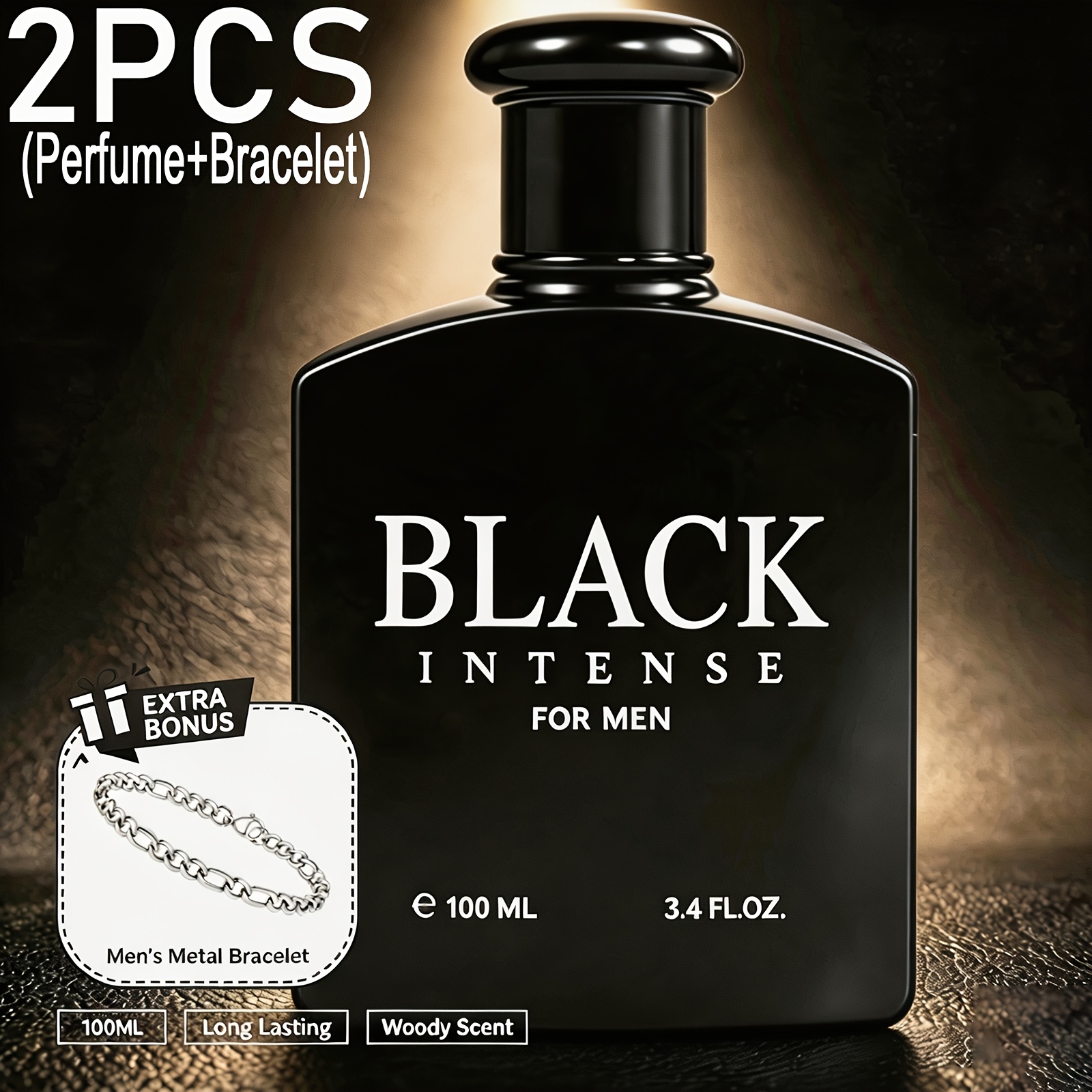 TEMU Eau De Parfum For Men (perfume And Bracelet) Set Long-lasting Aromatic Scent, Masculine Cologne Spray For Daily Work Dating Party