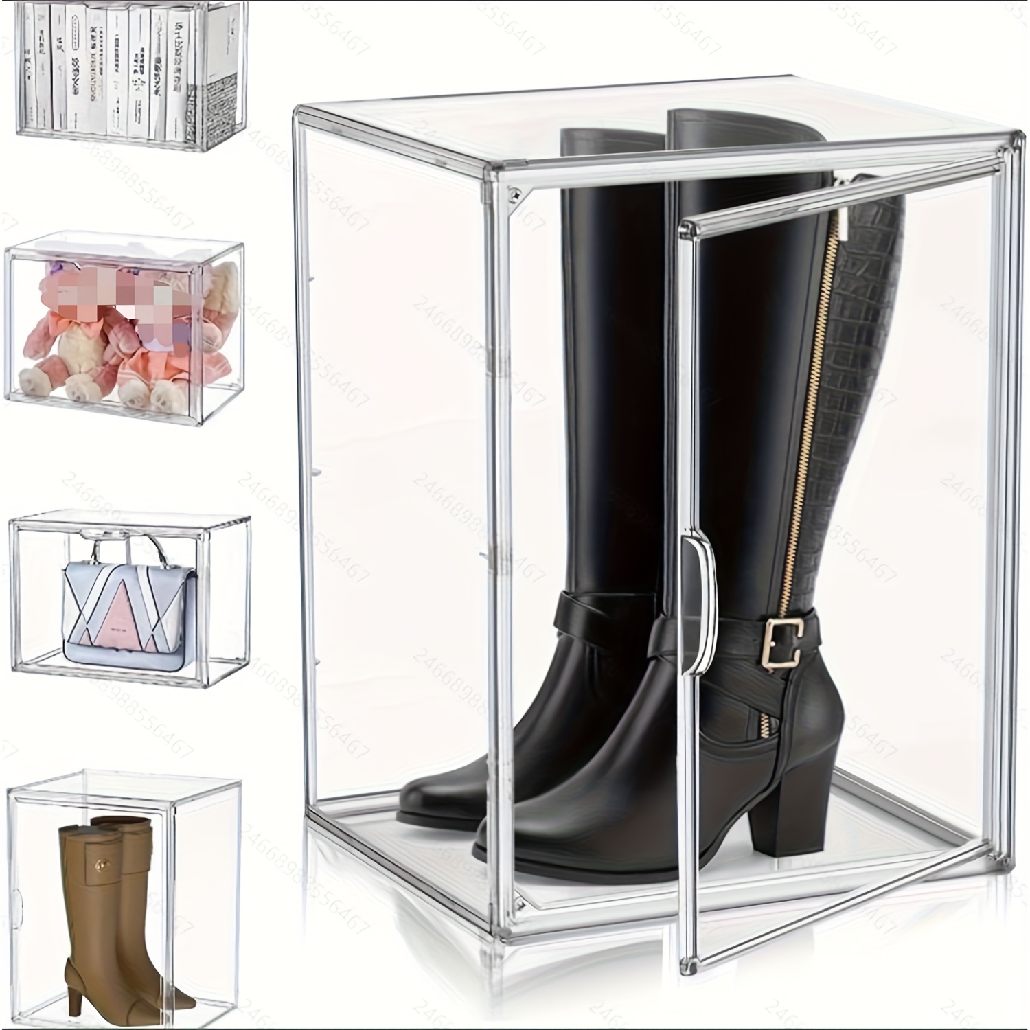 Stackable Transparent Acrylic Shoe Boxes 40x25x30 Cm | Magnetic Door Handbag Storage, Multifunctional Display Case For Handbags, Cosmetics, Shoes, Books