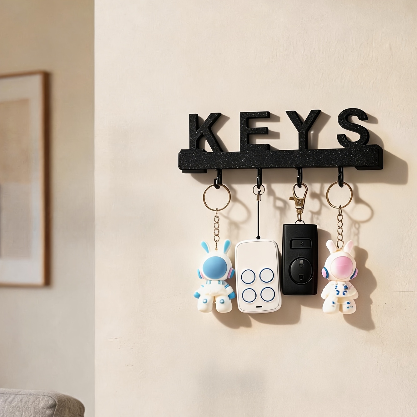 Wall-Mounted Key Rack with Entryway Shelf and Hooks