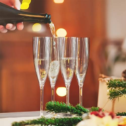 8 48pcs elegant ribbed stem glasses transparent plastic wine and cocktail glasses for weddings parties birthdays and celebrations reusable and festive decor wedding accessories reusable plastic