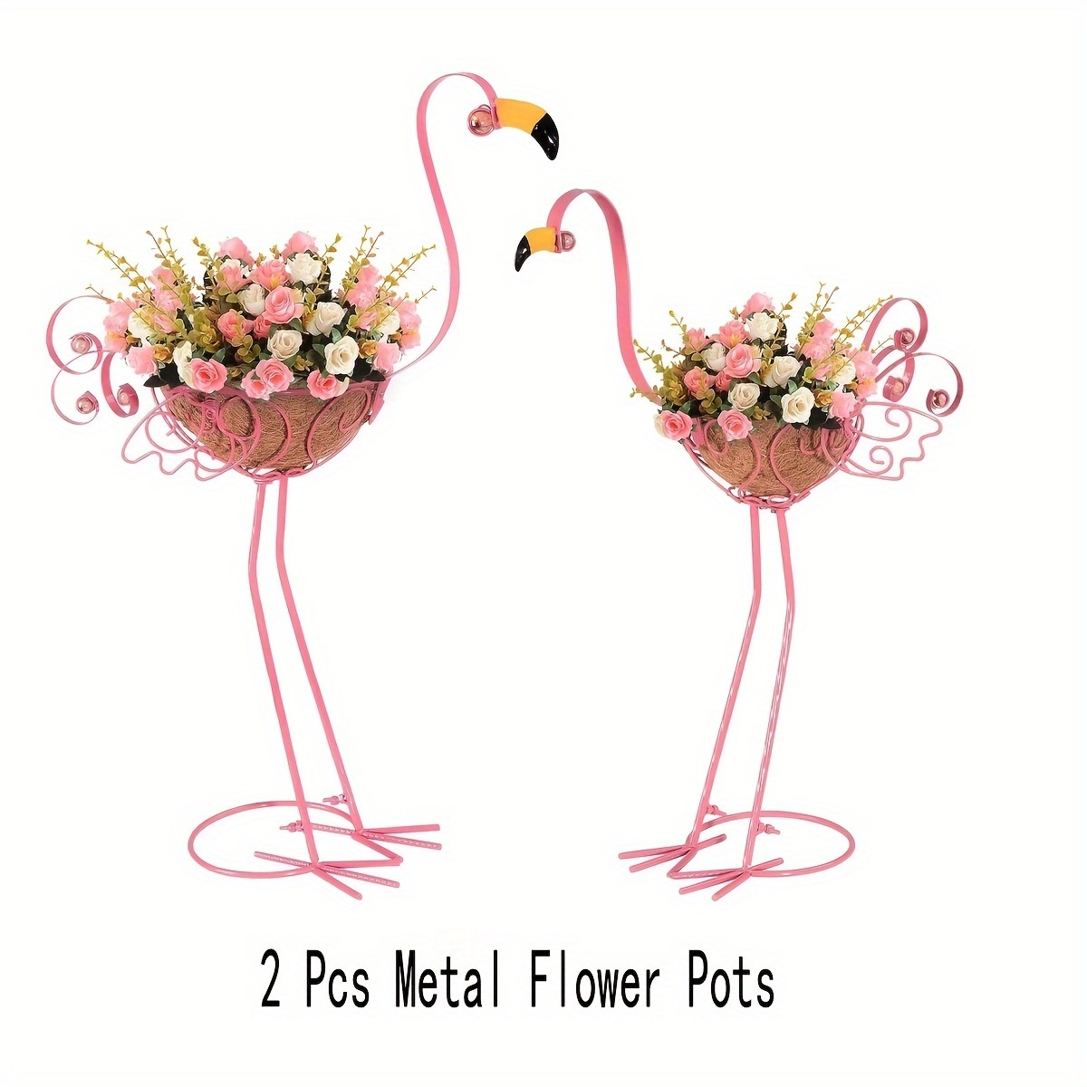 2pack metal flamingo planters plant pots flamingo flower - Temu