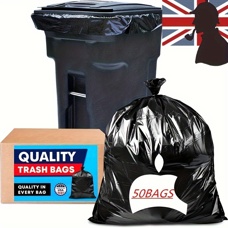 

65 Gallon Extra Large Garbage Bags 10/25/50 Pcs Commercial Thickness 1.5mil Suitable For Factory Hospital Fallen Leaves Collection